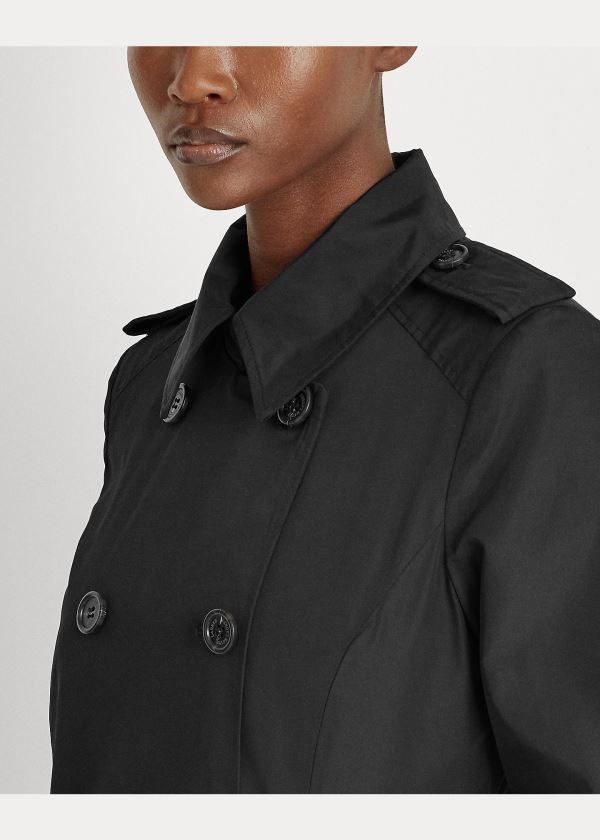Ralph Lauren Krátké Taffeta Trench Coat Černé | 14voy9n8