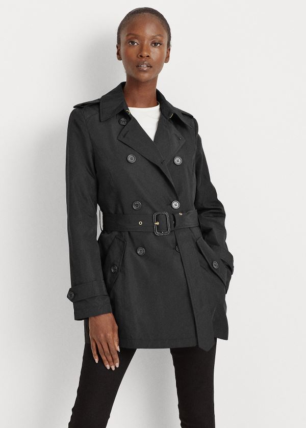 Ralph Lauren Krátké Taffeta Trench Coat Černé | 14voy9n8