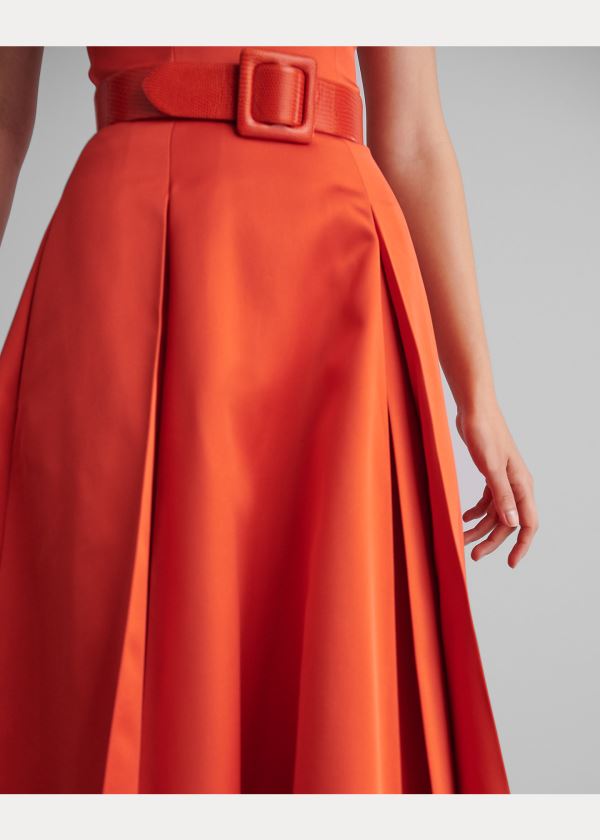 Ralph Lauren Kyrah Silk Satin Šaty Oranžové | Olaq3mN1