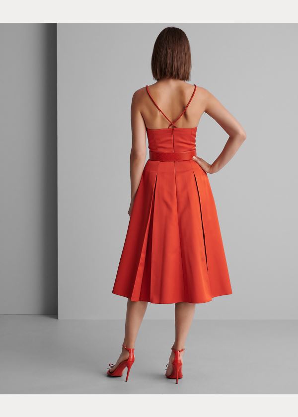 Ralph Lauren Kyrah Silk Satin Šaty Oranžové | Olaq3mN1