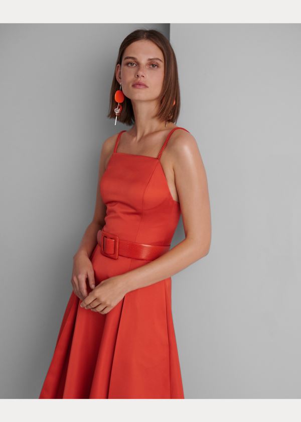 Ralph Lauren Kyrah Silk Satin Šaty Oranžové | Olaq3mN1
