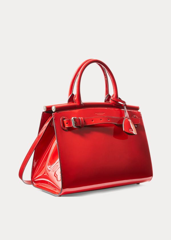 Ralph Lauren Lakovaná Medium RL50 Handbag Tmavě Červené | gK154lLT