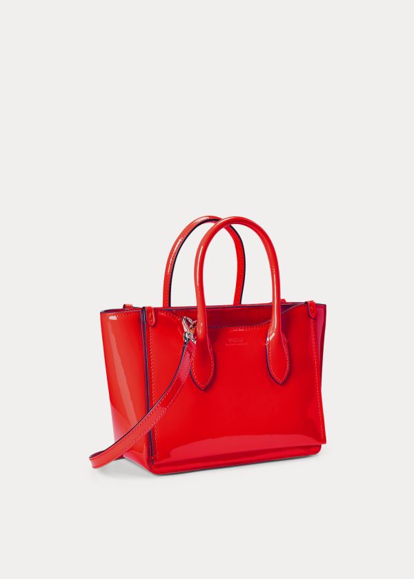 Ralph Lauren Lakovaná Mini Sloane Satchel Červené | f7LcrXls