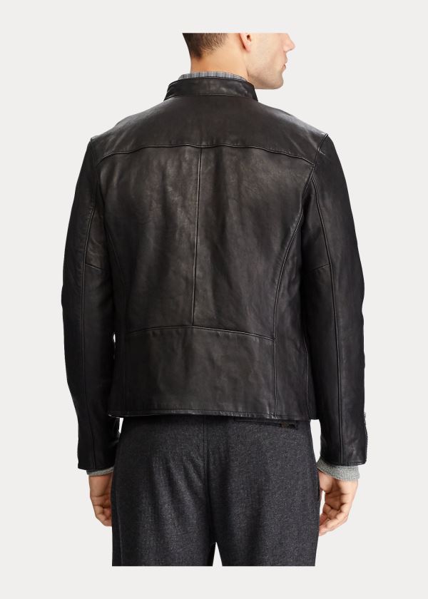 Ralph Lauren Lambskin Café Racer Jacket Černé | 9wJpJI0D