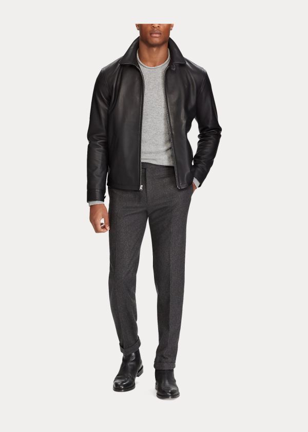 Ralph Lauren Lambskin Læder Jacket Černé | AFXWWSDV
