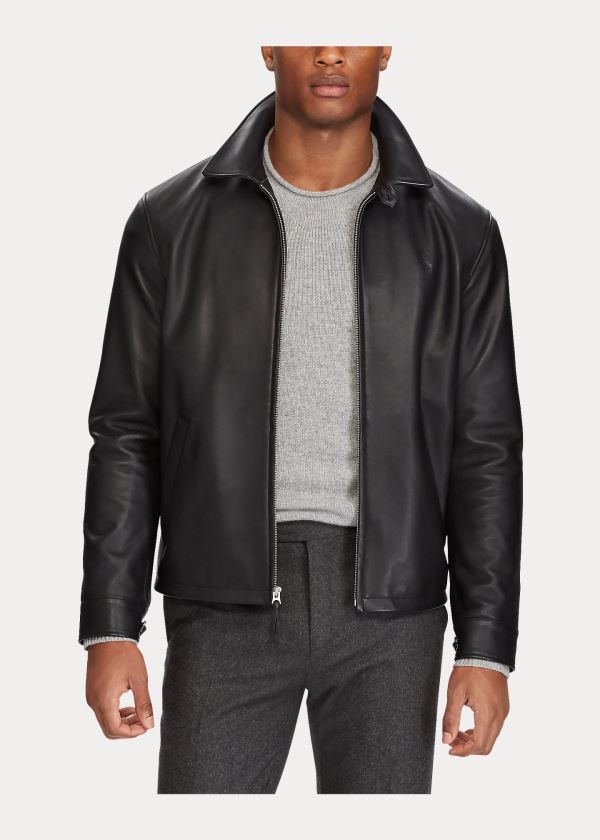 Ralph Lauren Lambskin Læder Jacket Černé | AFXWWSDV