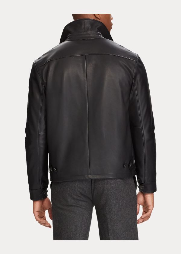 Ralph Lauren Lambskin Læder Jacket Černé | AFXWWSDV