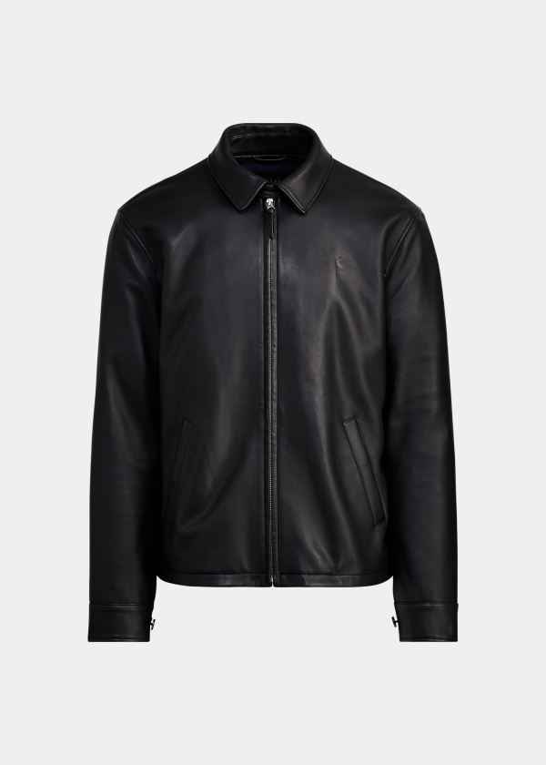 Ralph Lauren Lambskin Læder Jacket Černé | AFXWWSDV