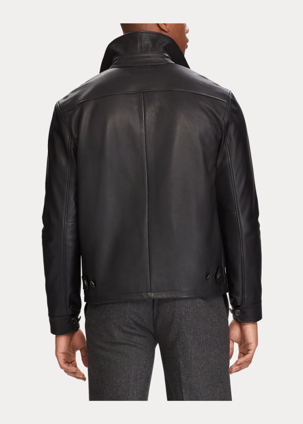 Ralph Lauren Lambskin Læder Jacket Černé | Ka8fx0kF