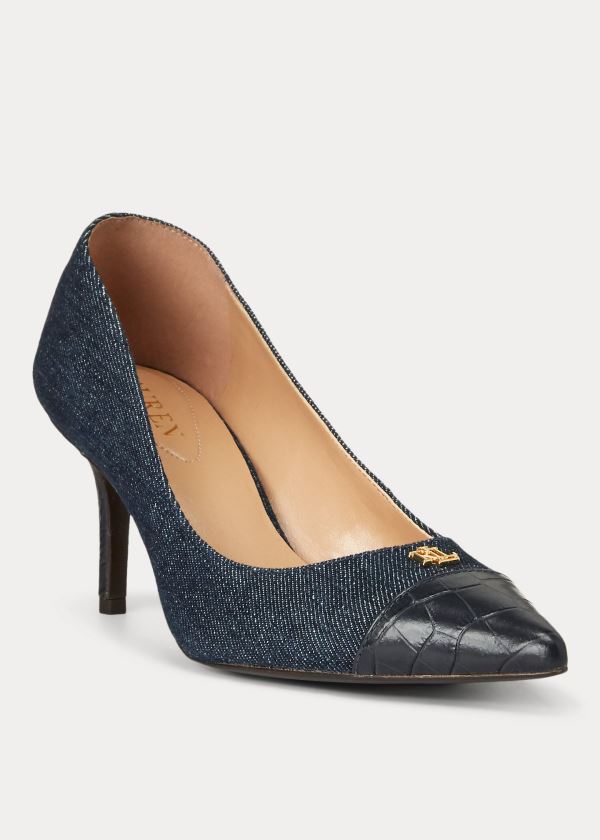 Ralph Lauren Lanette Cap-Špicí Denim Pump Tmavě Blankyt | WzLfsnQW