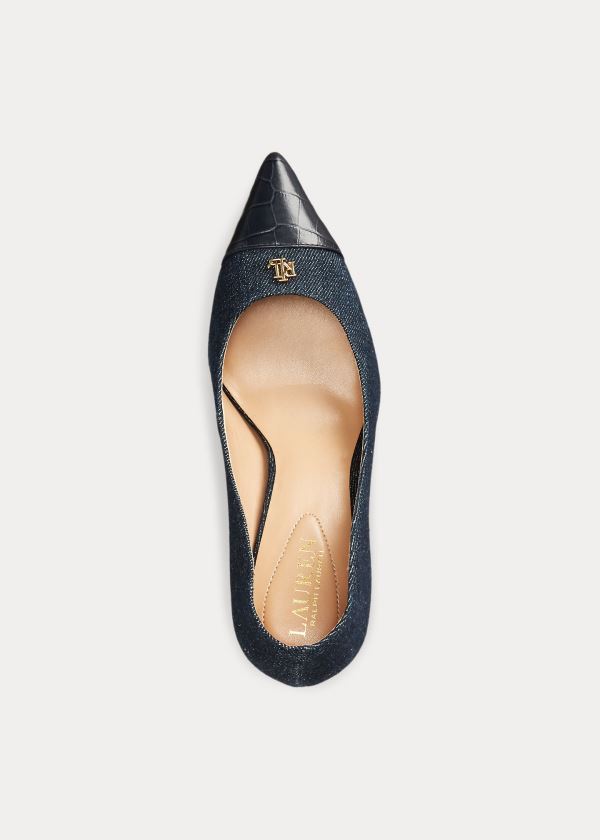 Ralph Lauren Lanette Cap-Špicí Denim Pump Tmavě Blankyt | WzLfsnQW