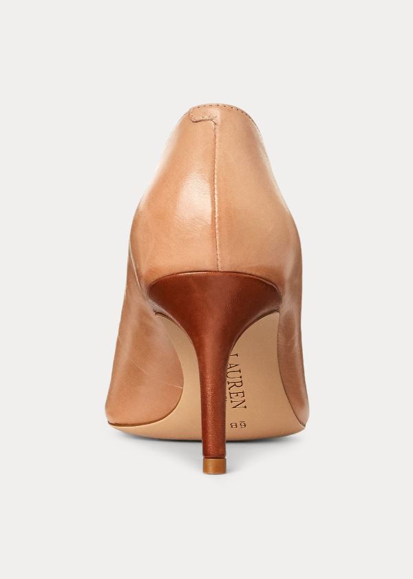 Ralph Lauren Lanette Læder Špicí-Cap Pump Hnědožlutý | edbHNHuU