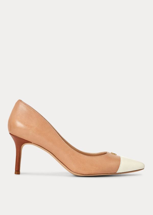 Ralph Lauren Lanette Læder Špicí-Cap Pump Hnědožlutý | edbHNHuU
