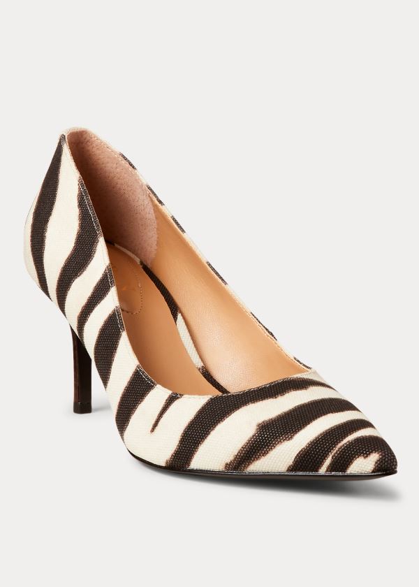 Ralph Lauren Lanette Zebra-Print Pump Krém Káva | VNK5hFj6