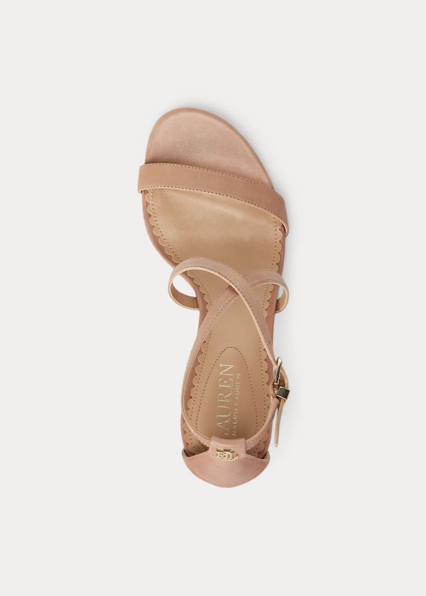 Ralph Lauren Leaton Læder Sandal Hnědožlutý | ZjtAVcUd