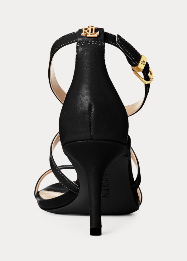 Ralph Lauren Leaton Læder Sandal Černé | DCymzTk3