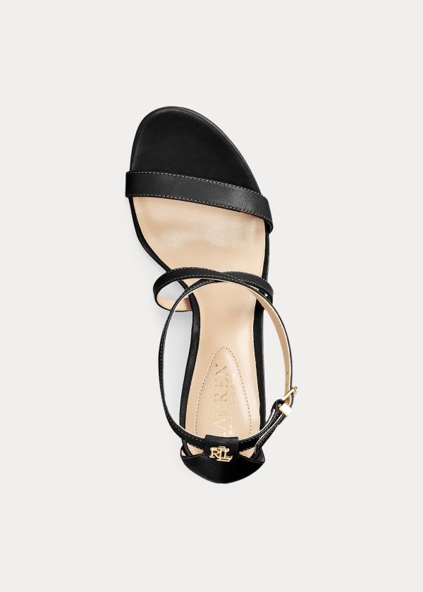 Ralph Lauren Leaton Læder Sandal Černé | DCymzTk3