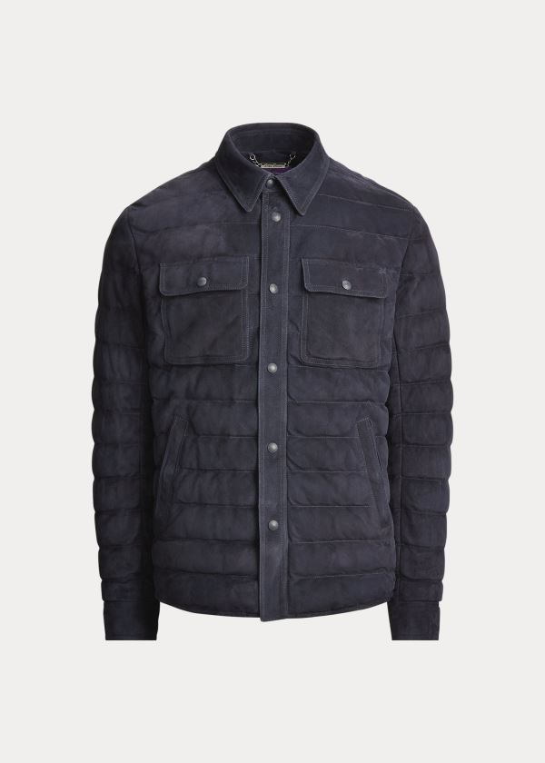 Ralph Lauren Leeson Semišové Down Jacket Tmavě Blankyt | vYsrSk1v