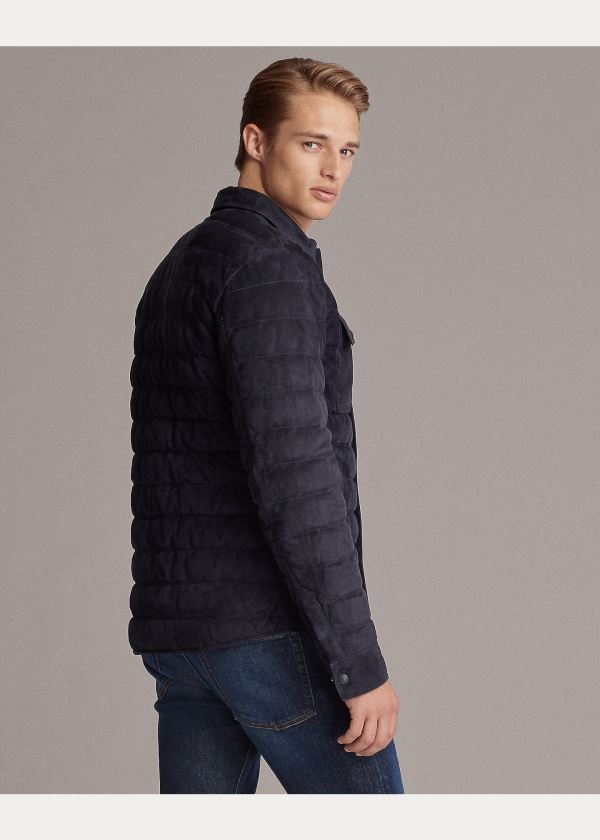 Ralph Lauren Leeson Semišové Down Jacket Tmavě Blankyt | vYsrSk1v