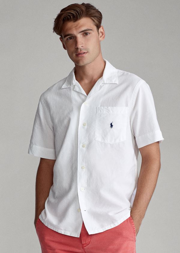 Ralph Lauren Lehké Camp Shirt Bílé | NksF1yBy