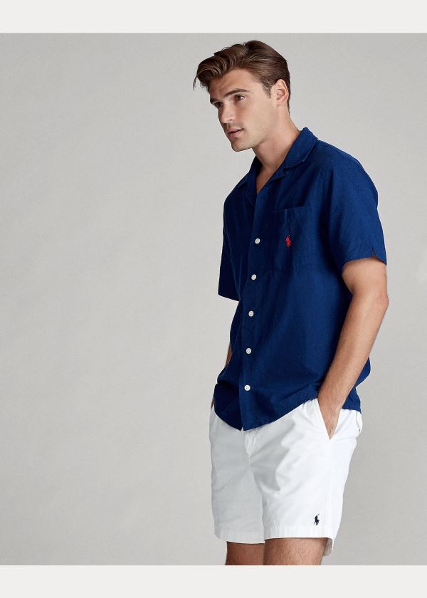 Ralph Lauren Lehké Camp Shirt Tmavě Blankyt Královská Modrá | XDu9efV5