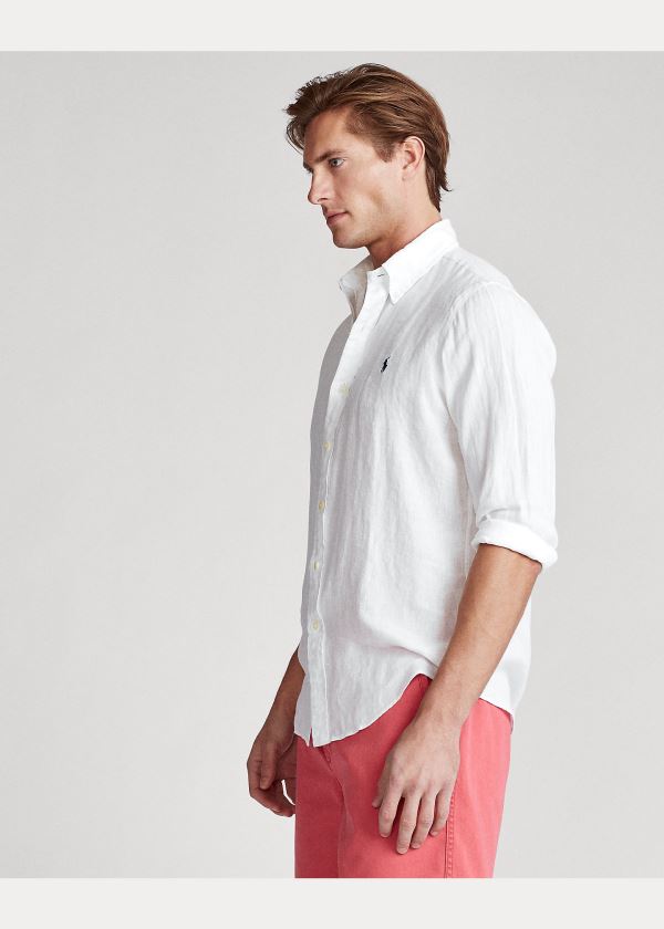 Ralph Lauren Lehké Linen Shirt Bílé | wDUXA1zB