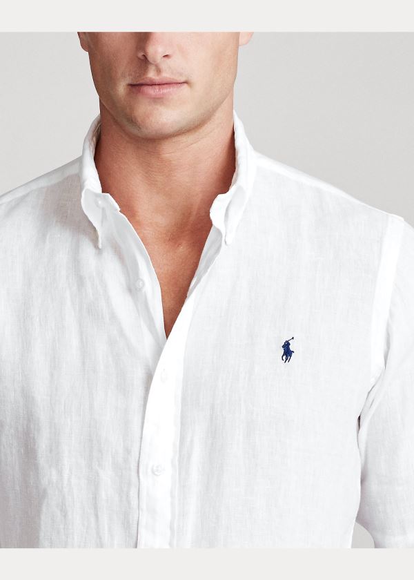 Ralph Lauren Lehké Linen Shirt Bílé | wDUXA1zB