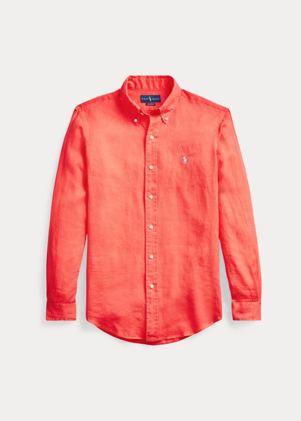 Ralph Lauren Lehké Linen Shirt Červené | zYTNDLi6