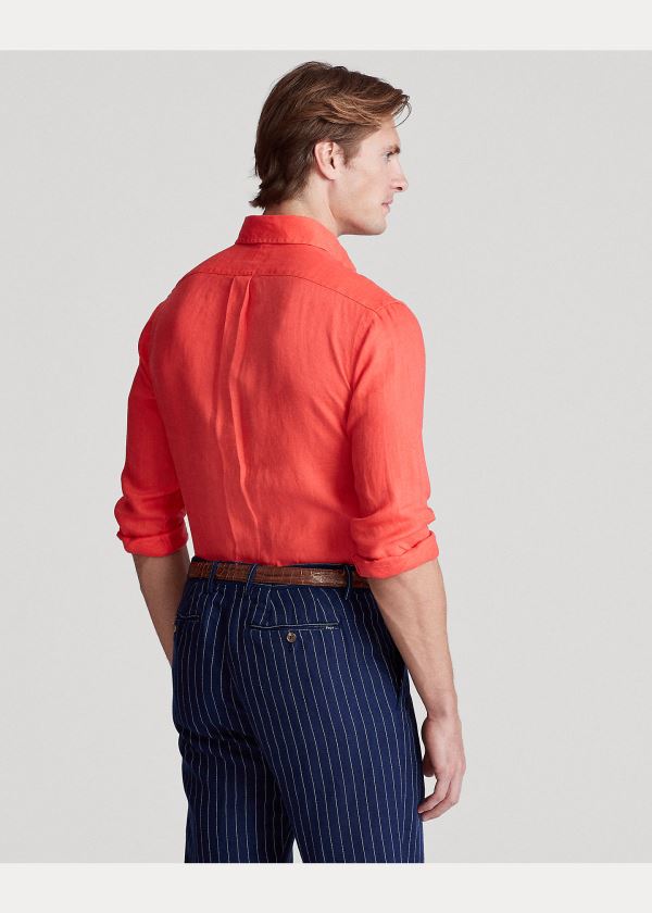 Ralph Lauren Lehké Linen Shirt Červené | zYTNDLi6