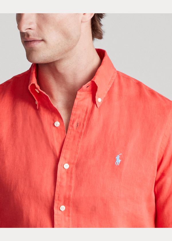 Ralph Lauren Lehké Linen Shirt Červené | zYTNDLi6