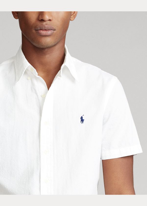 Ralph Lauren Lehké Seersucker Shirt Bílé | 9n2utyND