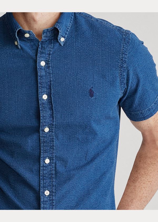 Ralph Lauren Lehké Seersucker Shirt Indigo | Uig436VX