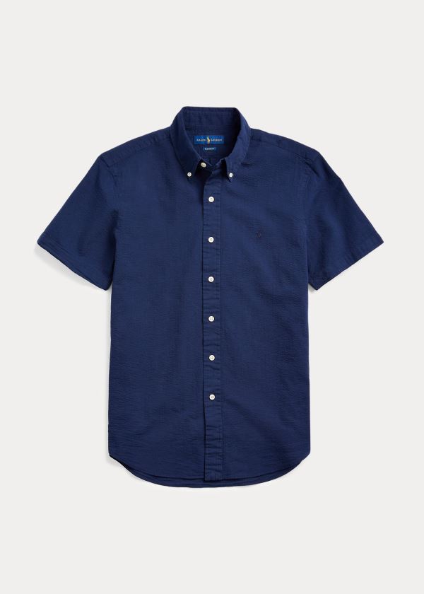 Ralph Lauren Lehké Seersucker Shirt Tmavě Blankyt | pmDSCa5v