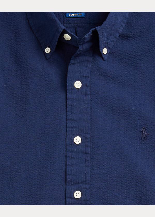 Ralph Lauren Lehké Seersucker Shirt Tmavě Blankyt | pmDSCa5v
