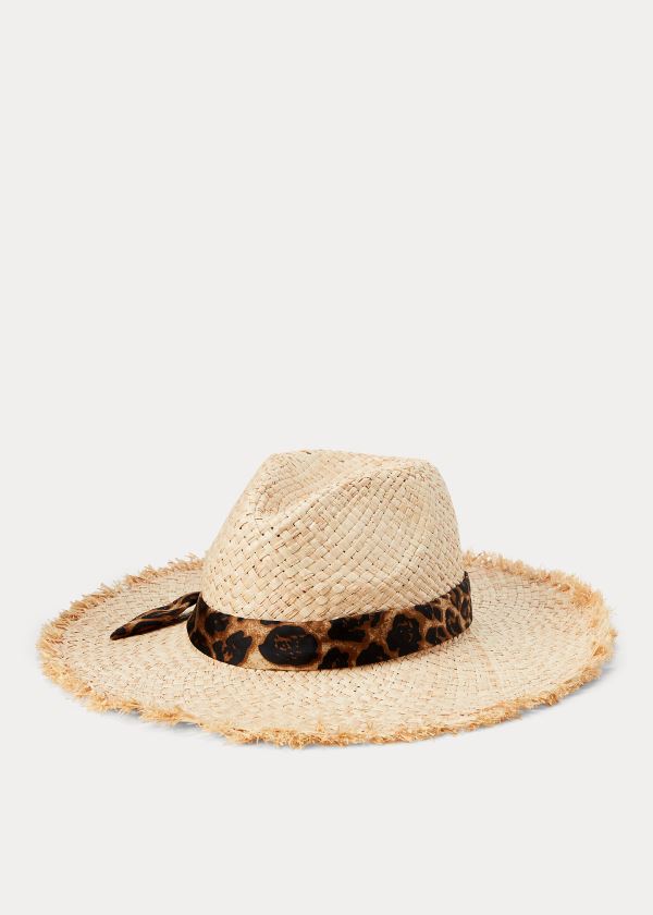 Ralph Lauren Leopard-Bow Raffia Sun Hat Leopard Béžový | PVvDrGJy