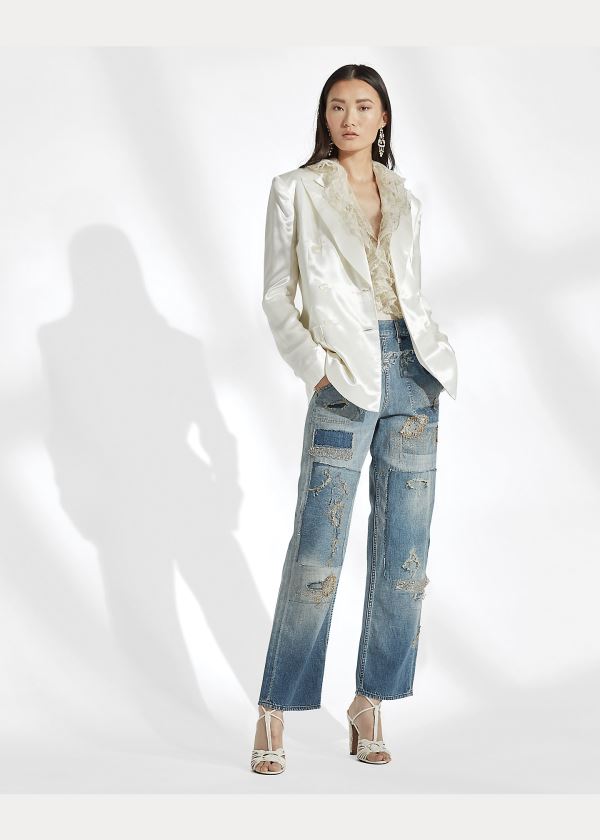 Ralph Lauren Leslie Charmeuse Jacket Krém | Ys1CfQu9
