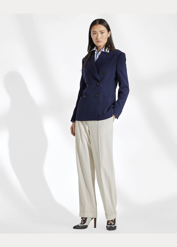 Ralph Lauren Leslie Wool Crepe Jacket Tmavě Blankyt | vfE0JWag
