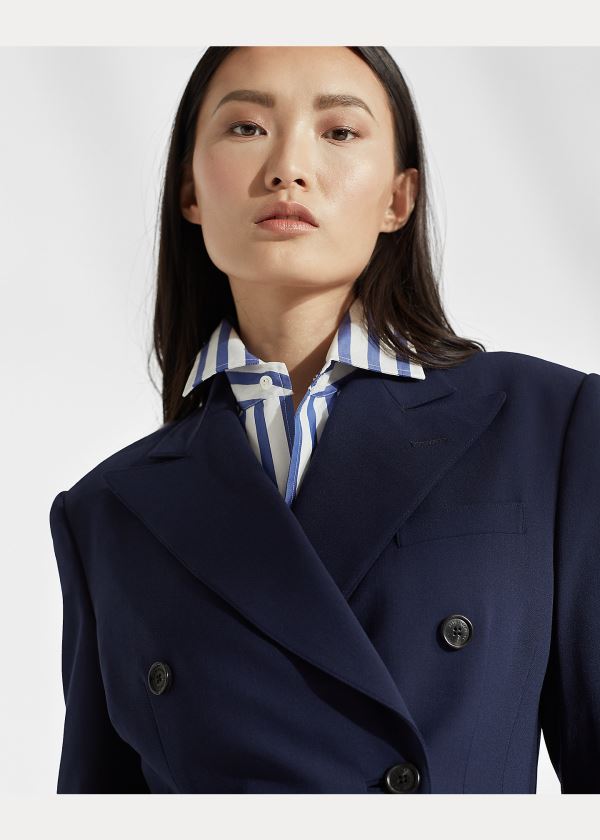 Ralph Lauren Leslie Wool Crepe Jacket Tmavě Blankyt | vfE0JWag
