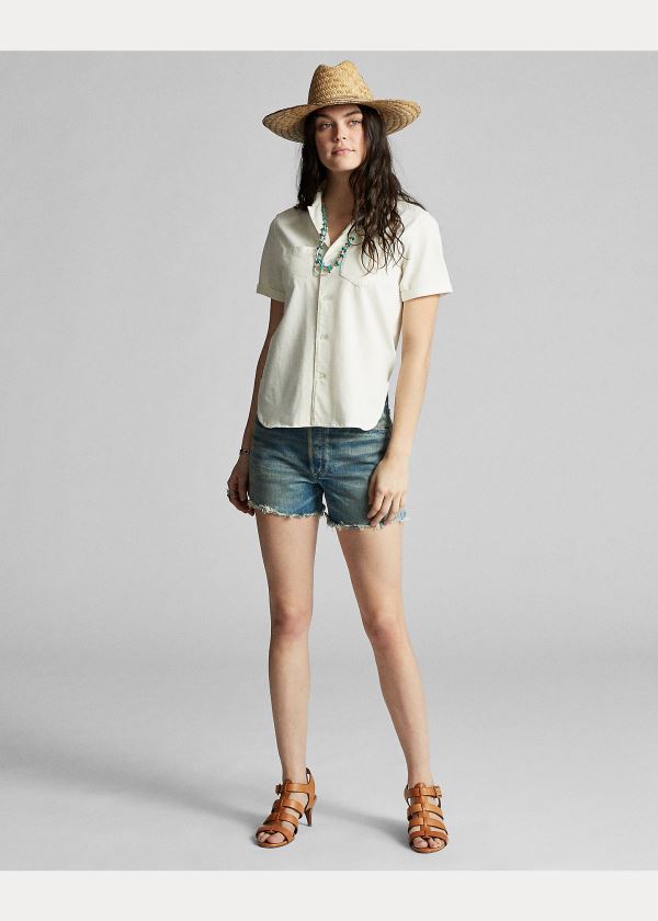 Ralph Lauren Linen-Bavlněné Jersey Shirt Béžový | w85FiKNJ