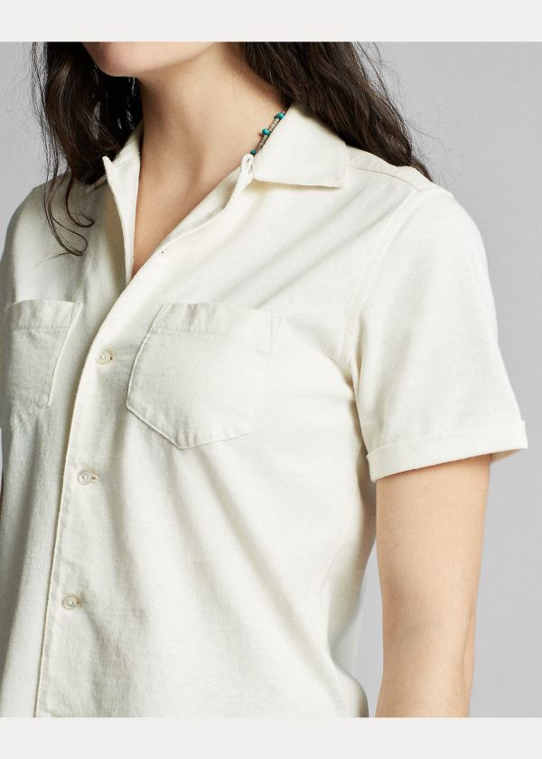 Ralph Lauren Linen-Bavlněné Jersey Shirt Béžový | w85FiKNJ