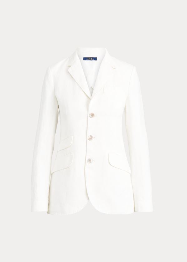 Ralph Lauren Linen Blazer Bílé | vB6KEOKN