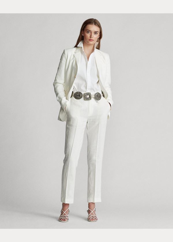 Ralph Lauren Linen Blazer Bílé | vB6KEOKN