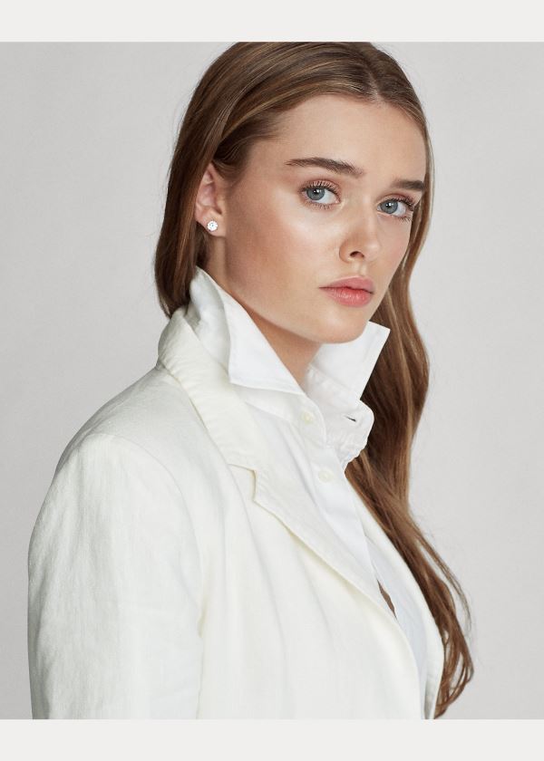 Ralph Lauren Linen Blazer Bílé | vB6KEOKN