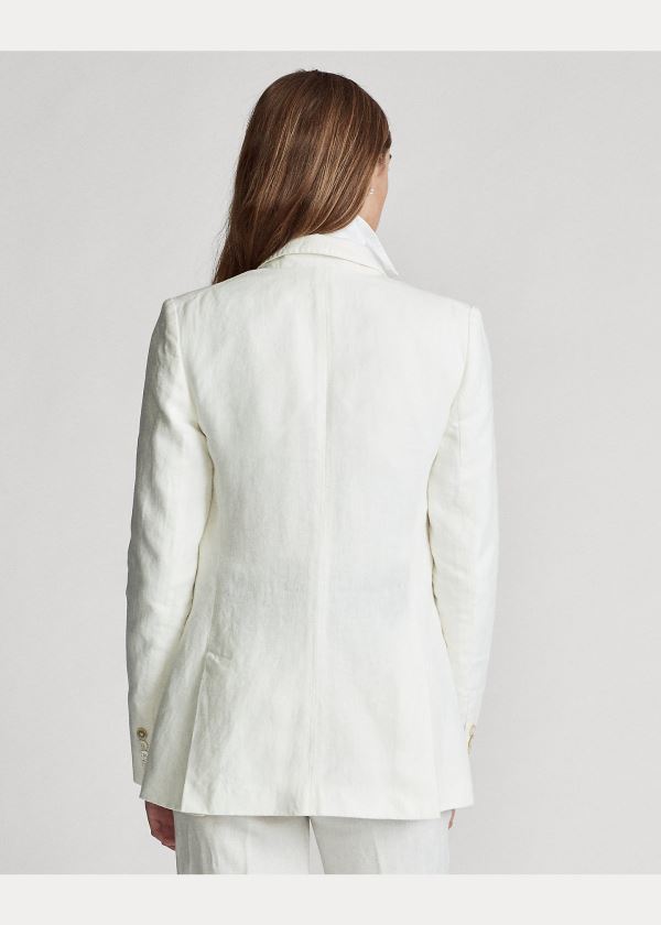 Ralph Lauren Linen Blazer Bílé | vB6KEOKN