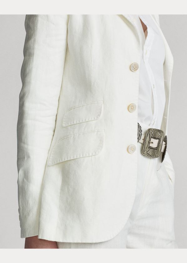 Ralph Lauren Linen Blazer Bílé | vB6KEOKN