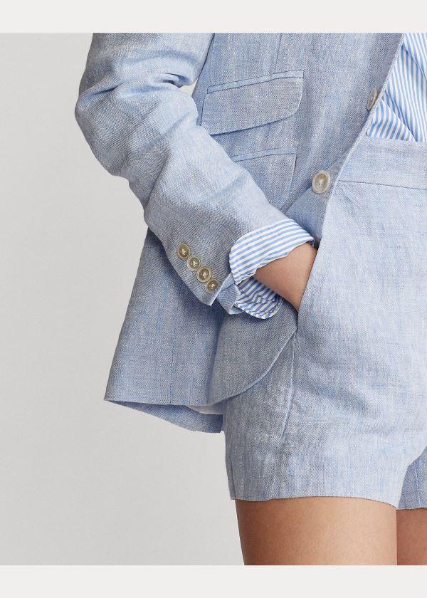 Ralph Lauren Linen Blazer Světle Blankyt | zcNwwdGB