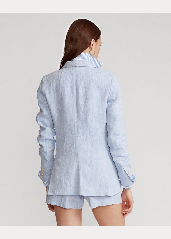 Ralph Lauren Linen Blazer Světle Blankyt | zcNwwdGB