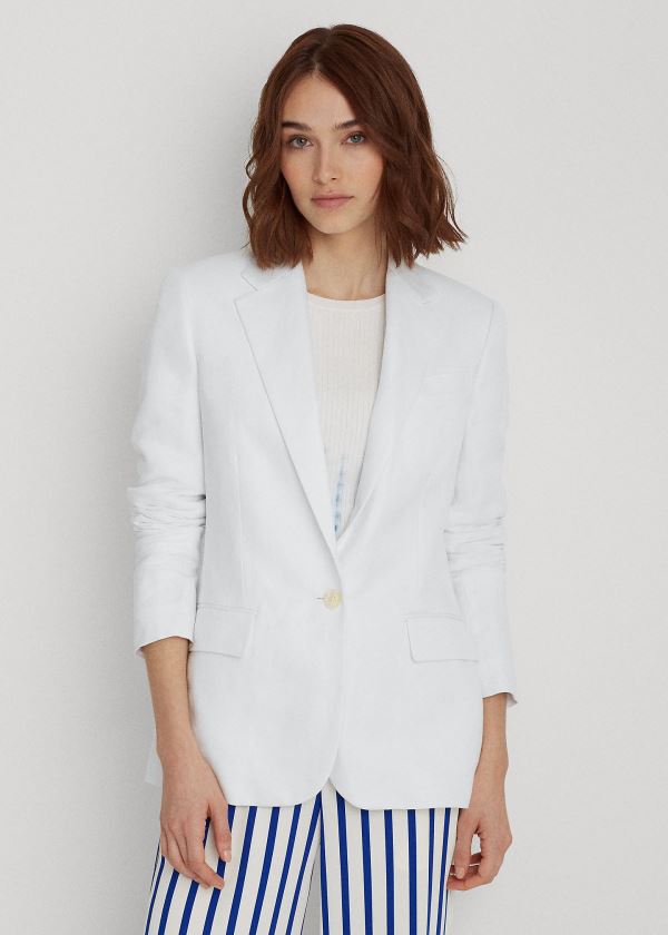 Ralph Lauren Linen-Blend Blazer Bílé | M2aMXGJY