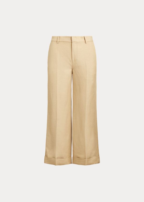 Ralph Lauren Linen-Blend Široké-Leg Pant Hnědé | 4r6Uvsbi