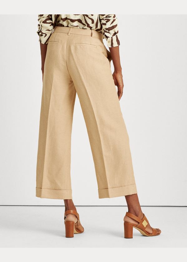 Ralph Lauren Linen-Blend Široké-Leg Pant Hnědé | 4r6Uvsbi